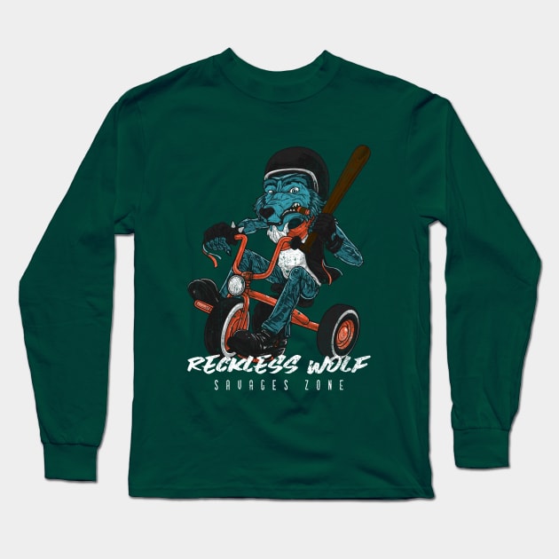 RECKLESS WOLF Long Sleeve T-Shirt by Katebi Designs